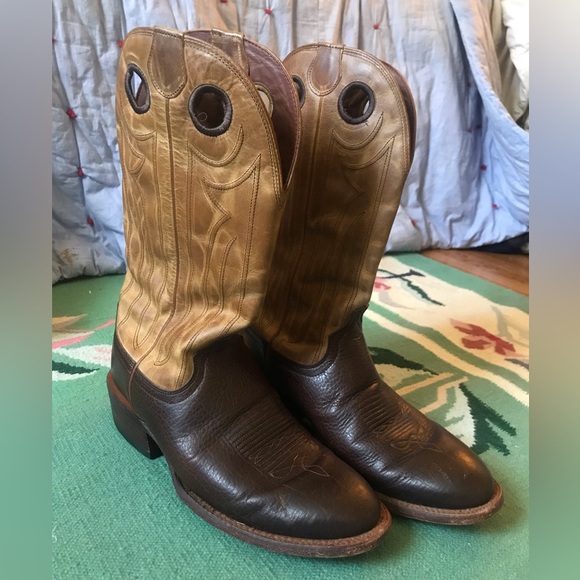 TECOVA MEN’S 9D or W11 TAN AND BROWN COWBOY BOOTS - Picture 2 of 3